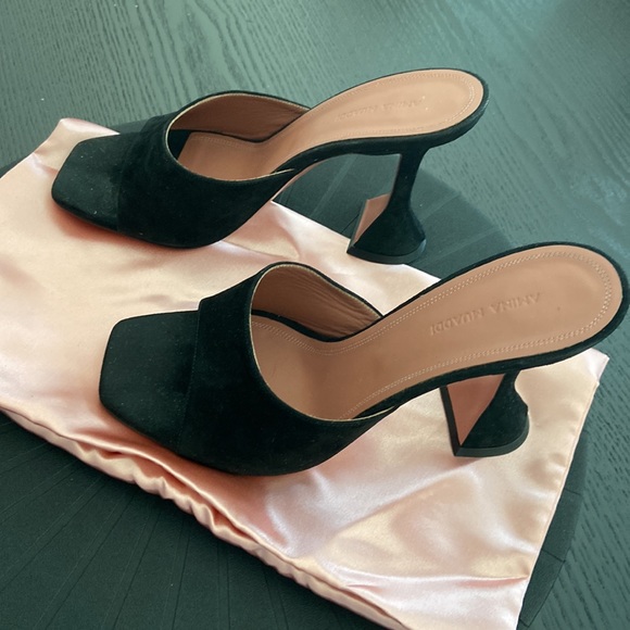 NEW Amina Muaddi Black suede Lupita heels  39 sold out. Price Firm. No trades - Picture 2 of 6